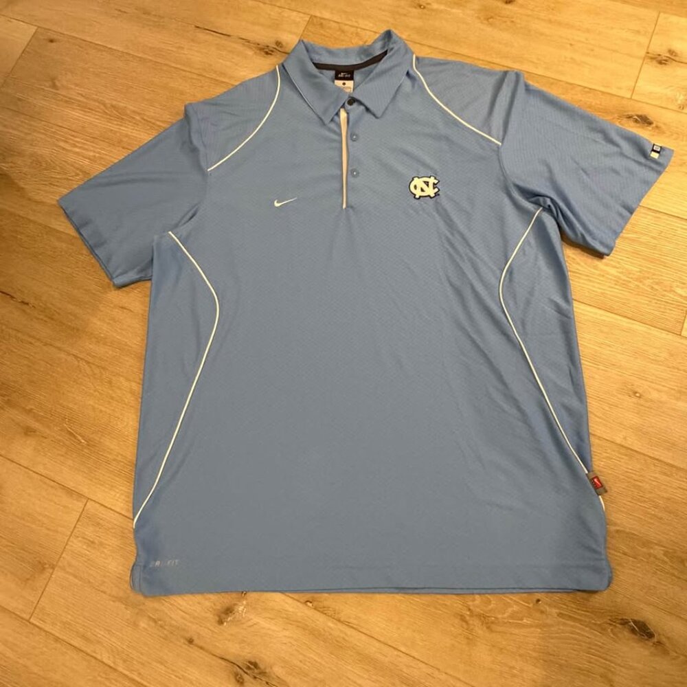 UNC Tarheels Nike FIT Dry Polo Shirt Men (L) Large NCAA Light Blue